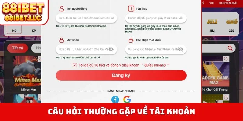 Câu hỏi thường gặp về tài khoản