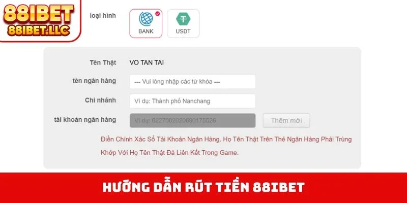 Hướng dẫn rút tiền 88ibet